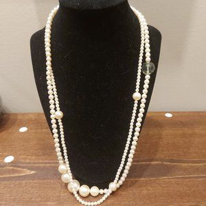 Faux Pearl Double Strand Necklace